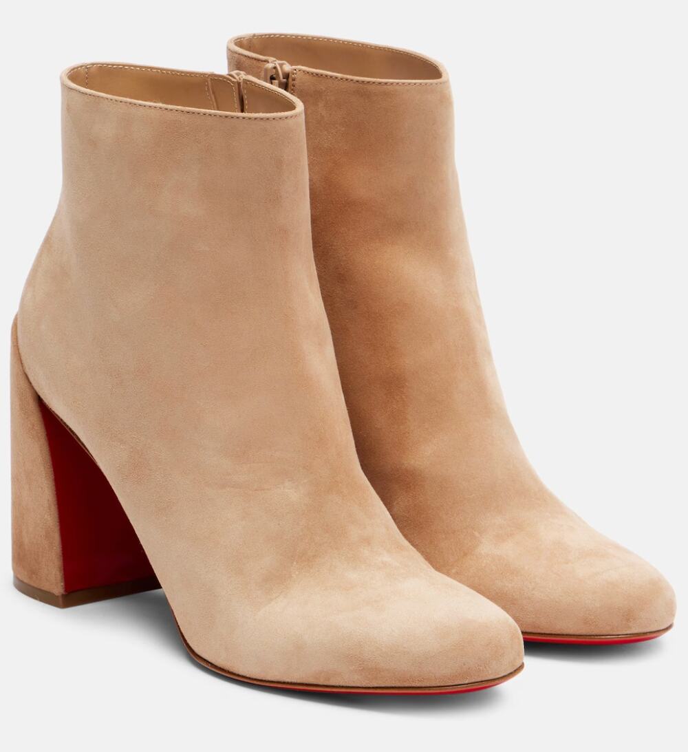 Christian Louboutin Turela 85 Suede Veau Velours Ankle Boot 38 Beige